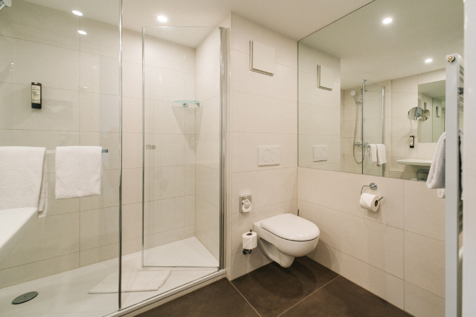 Badezimmer unserer Studios im Kongresshotel Potsdam.