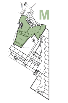 Grundriss des Kongresshotel Potsdam mit grün markierter Fläche für das Messekonzept Größe M.