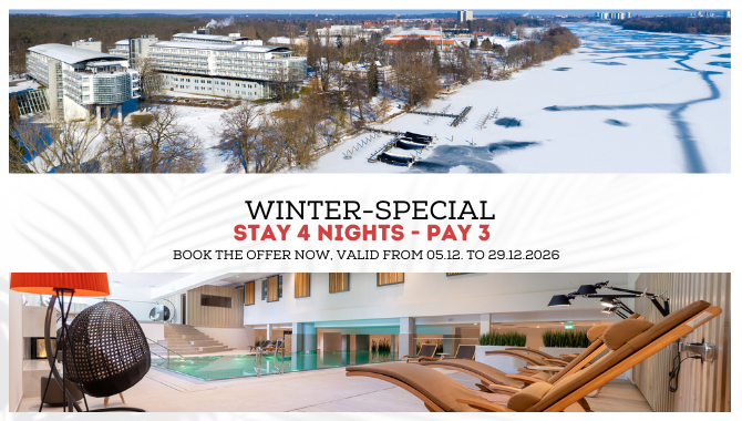 Winter-Special des Kongresshotels Potsdam: 4 Nächte bleiben, nur 3 bezahlen. Buchbar vom 05. bis 29. Dezember 2026.